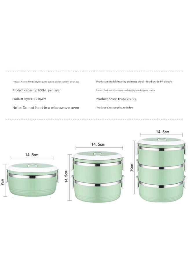 لانش بوكس من الستانلس ستيل سعة 2.1 لتر بتصميم حراري محمول مانع للتسريب وقابل للتكديس بـ3 طبقات ، مناسب للاطفال والبالغين لتخزين الطعام للمدرسة والمكتب والمنزل والنزهات - Image 4